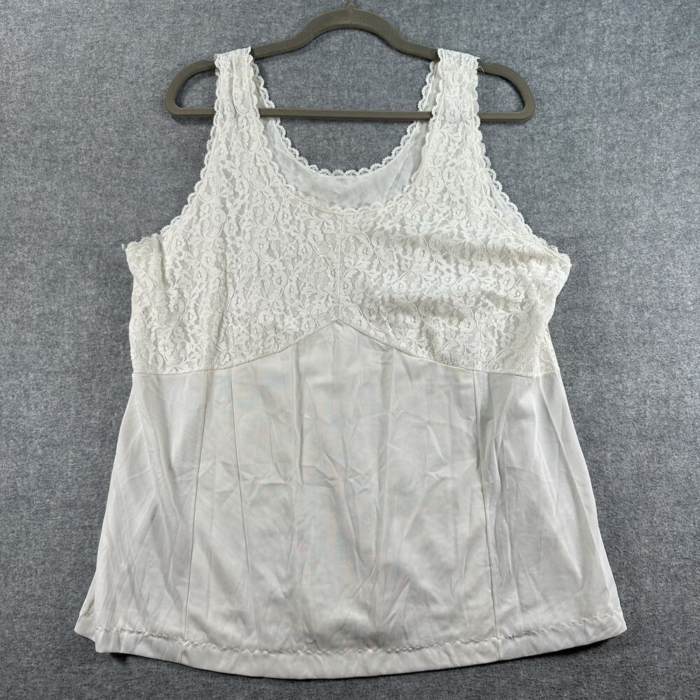 Vintage Vanity Fair Shadow Line Camisole Tank Top Ivory Lace Nylon M